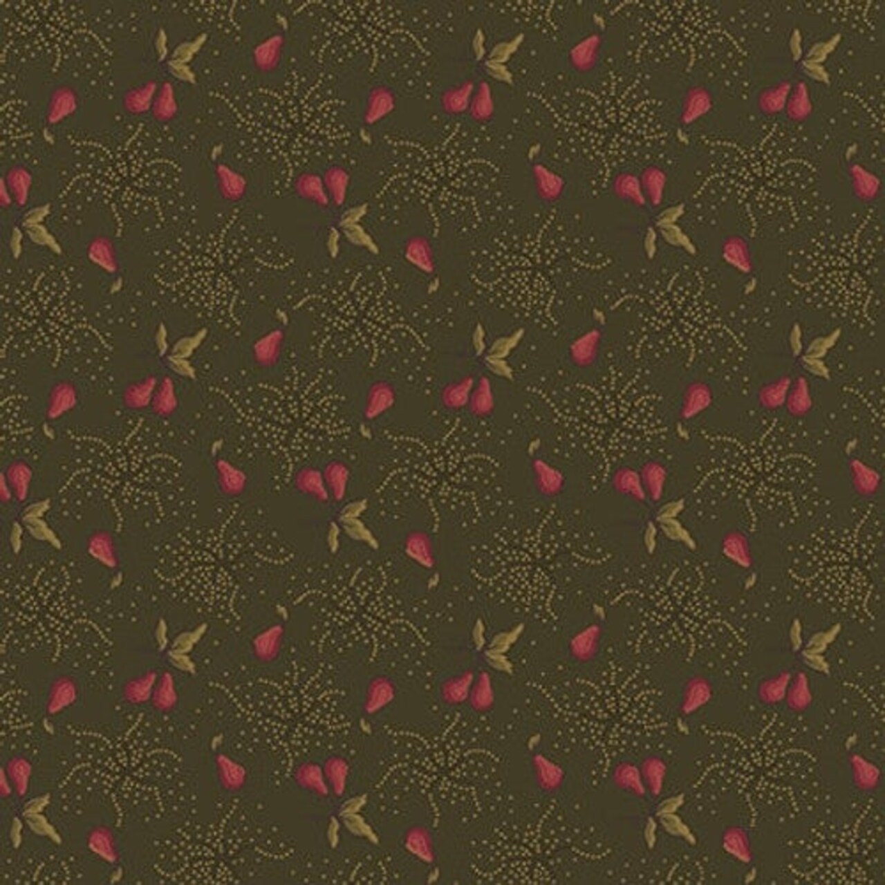 Fabric Henry Glass Green Burnished Pear Sprigs Scrap Basket Favorites by the Quarter Yard 1515-66